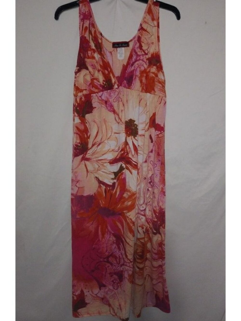 Born in America L Orange Pink Floral Maxi Dress